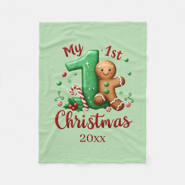 First Christmas add year baby  Fleece Blanket (Front)