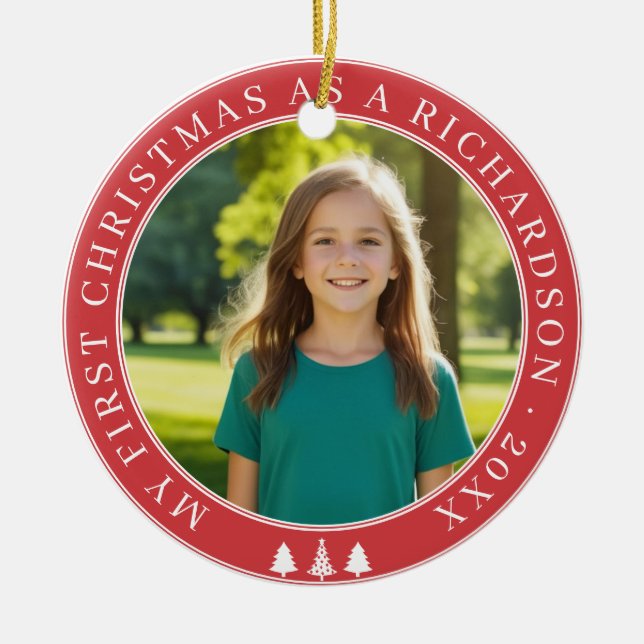 First Christmas Adoption Ceramic Tree Decoration (Front)
