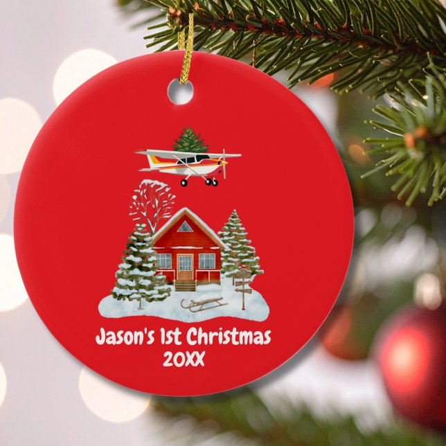 First Christmas Airplane Tree Pilot Boy Ceramic Tree Decoration (Creator Uploaded)