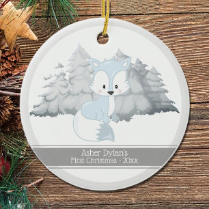 First Christmas Arctic Fox Ceramic Tree Decoration
