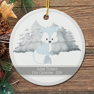 First Christmas Arctic Fox Ceramic Tree Decoration