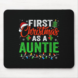 First Christmas As A Auntie Xmas Lights Family Chr Mouse Pad