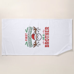 First Christmas As a Brother Santa Gnome Beach Towel