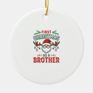 First Christmas As a Brother Santa Gnome Ceramic Tree Decoration