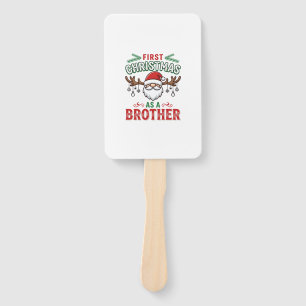 First Christmas As a Brother Santa Gnome Hand Fan