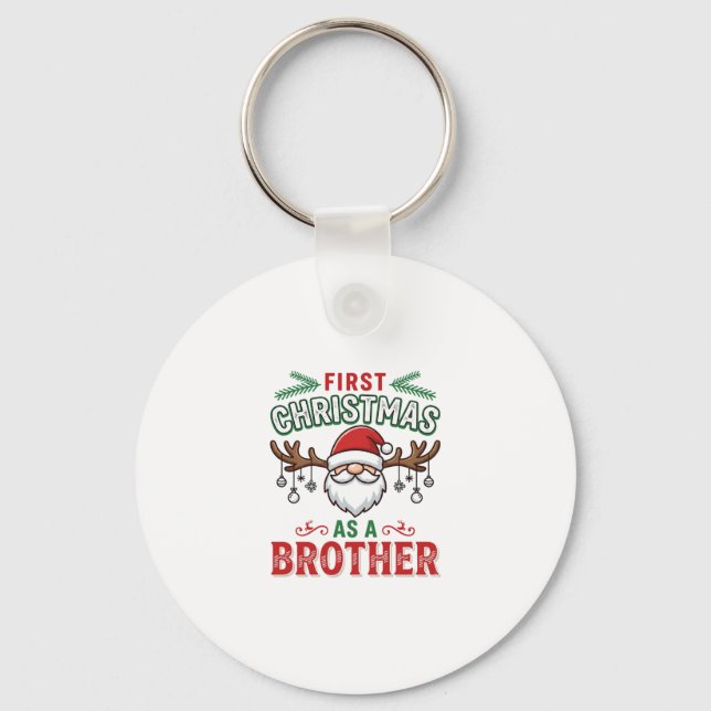 First Christmas As a Brother Santa Gnome Key Ring (Front)