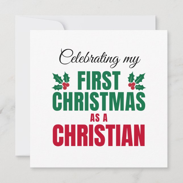 FIRST CHRISTMAS AS A CHRISTIAN New Believer Holiday Card (Front)