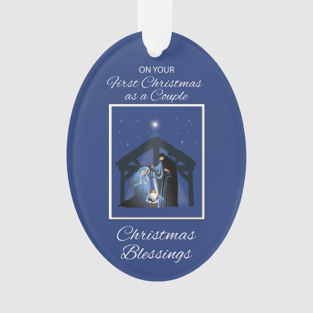 First Christmas As a Couple Blessings Manger Ornament (Front)