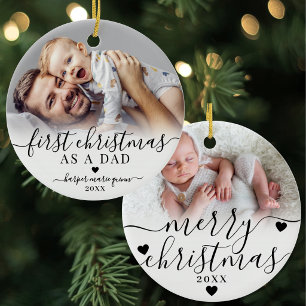 First Christmas As A Dad Baby Photo Ceramic Tree Decoration