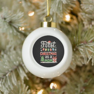 First Christmas As A Dad New Mummy 1st Christmas Ceramic Ball Christmas Ornament