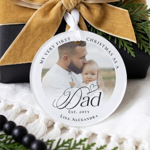 First Christmas As A Dad Personalised Baby Photo Ornament