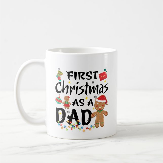 First Christmas As A Dad Xmas Gift Coffee Mug (Left)