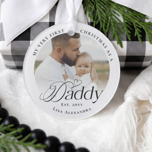 First Christmas As A Daddy Personalised Baby Photo Ornament