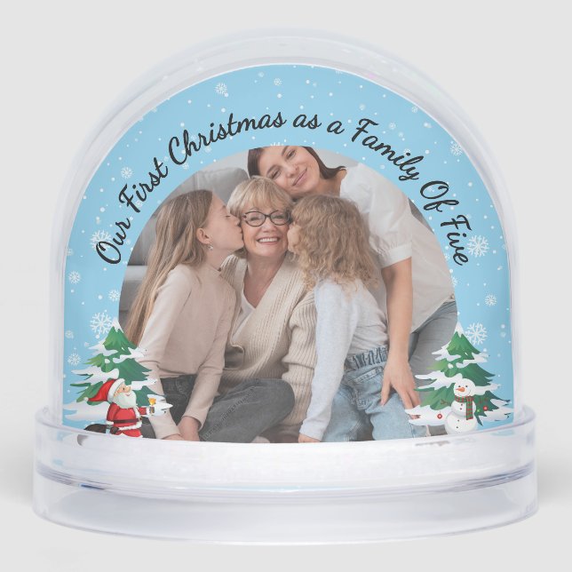 First Christmas as a Family of Five Custom 2 Photo Snowglobe (Front)