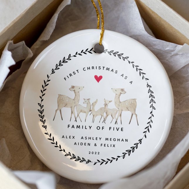 First Christmas As A Family Of Five Deer  Ceramic Tree Decoration (Creator Uploaded)