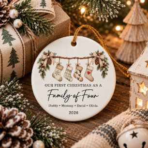 First Christmas As A Family of Four Ceramic Tree Decoration