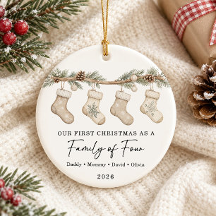 First Christmas As A Family of Four Ceramic Tree Decoration