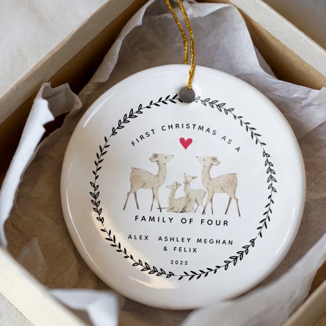 First Christmas As A Family Of  Four Deer Ceramic Tree Decoration (Creator Uploaded)
