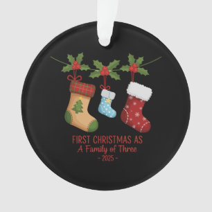 First Christmas as a Family of Three 2025 Cute B Ornament