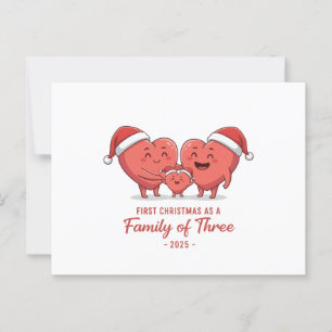 First Christmas As A Family Of Three 2025 Heart Postcard