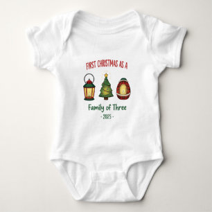 "First Christmas as a Family of Three 2025 Ornamen Baby Bodysuit