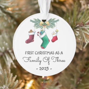 First Christmas As A Family Of Three 2025 Ornament