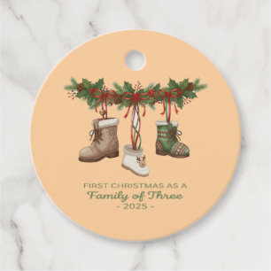 First Christmas as a Family of Three 2025 Rustic Favour Tags