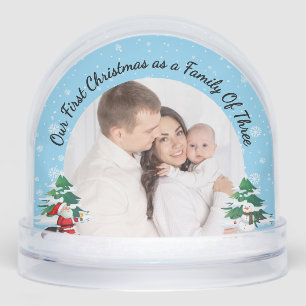 First Christmas as a Family of Three Custom Photo Snowglobe