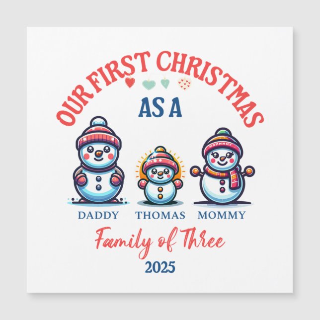 First Christmas As A Family of Three Cute Snowmen (Front)