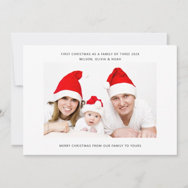 First Christmas as a family of three family photo Holiday Card (Front)