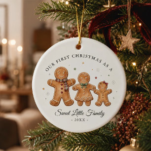 First Christmas as a Family of Three Gingerbread Ceramic Tree Decoration