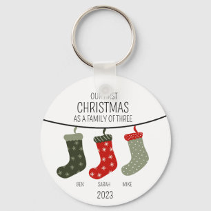 First Christmas as a family of three Key Ring