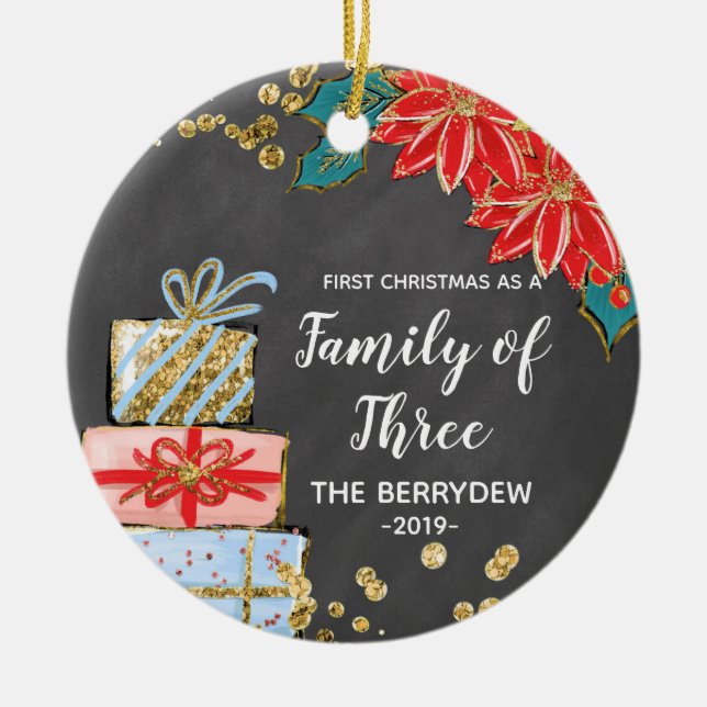 First Christmas as a Family of Three ornament (Front)