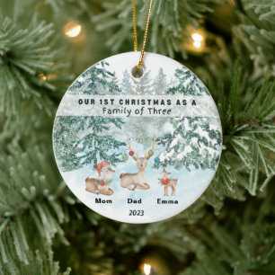 First Christmas as a Family of Three Personalised  Ceramic Tree Decoration