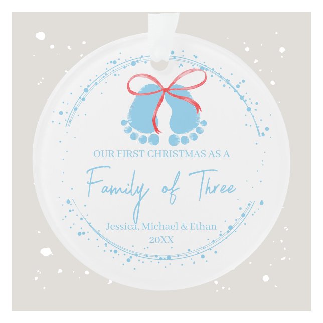 First Christmas as a Family of Three Personalised  Ornament (First Christmas as a Family of Three Personalized Ornament)
