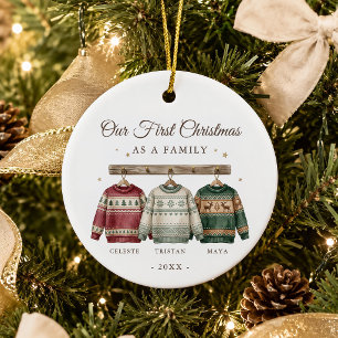 First Christmas as a Family Sweater Keepsake Ceramic Tree Decoration