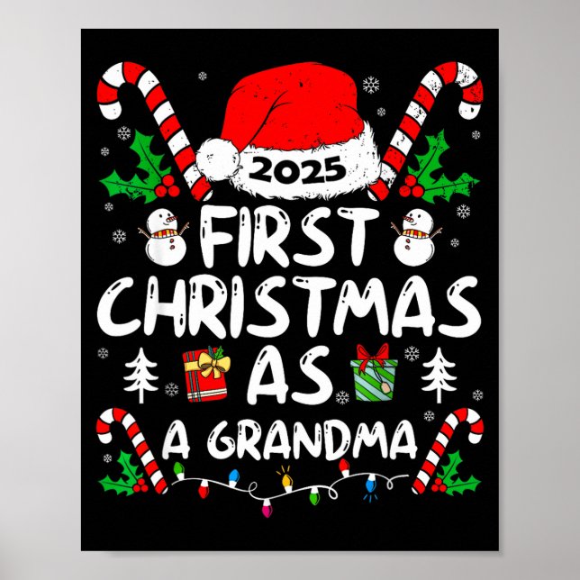 First Christmas As A Grandma 2025 Family Matching  Poster (Front)