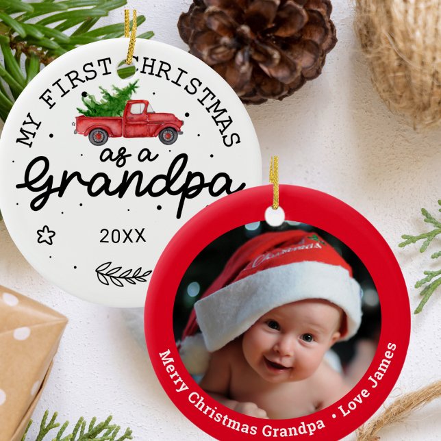 First Christmas As A Grandpa Ceramic Tree Decoration (Creator Uploaded)