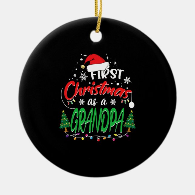 First Christmas as a Grandpa New Grandfather Ceramic Tree Decoration (Front)