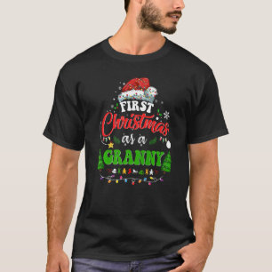 First Christmas As A Granny  Holiday Santa Hat Gro T-Shirt