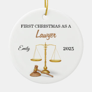First Christmas as a Lawyer Ornament, New attorney Ceramic Tree Decoration