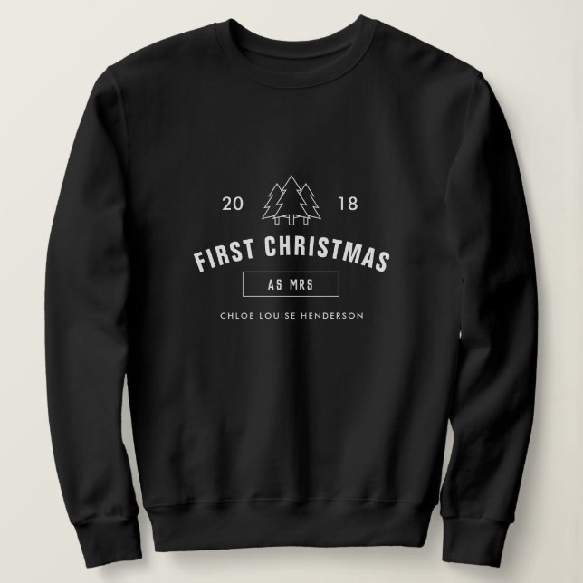 First Christmas as a Miss Black White Logo Sweatshirt (Design Front)