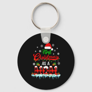 First Christmas As A Mom Plaid Xmas Expecting New Key Ring