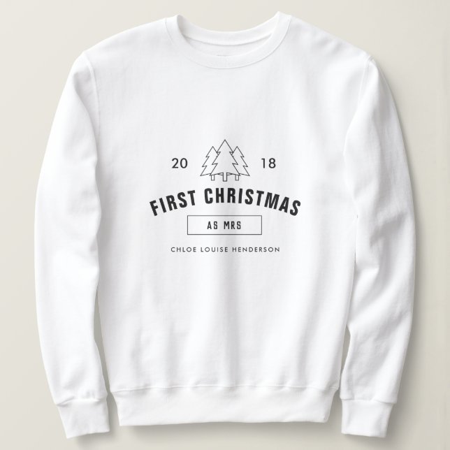 First Christmas as a Mrs Personalised Surname Sweatshirt (Design Front)
