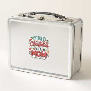 First Christmas As A Mum Holiday Design Metal Lunch Box