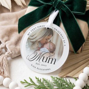 First Christmas As A Mum Personalised Baby Photo Ornament