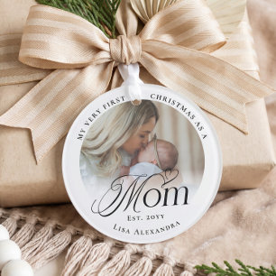 First Christmas As A Mum Personalised Baby Photo Ornament