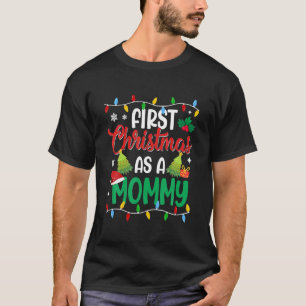 First Christmas As A Mummy Santa Hat Pajama Xmas T-Shirt