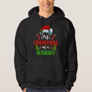 First Christmas As A Nanny Hat Santa Gender Reveal Hoodie