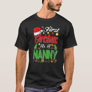 First Christmas As A Nanny Santa Hat Pajama Xmas T-Shirt